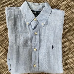 Blue linen men’s Ralph Lauren button down